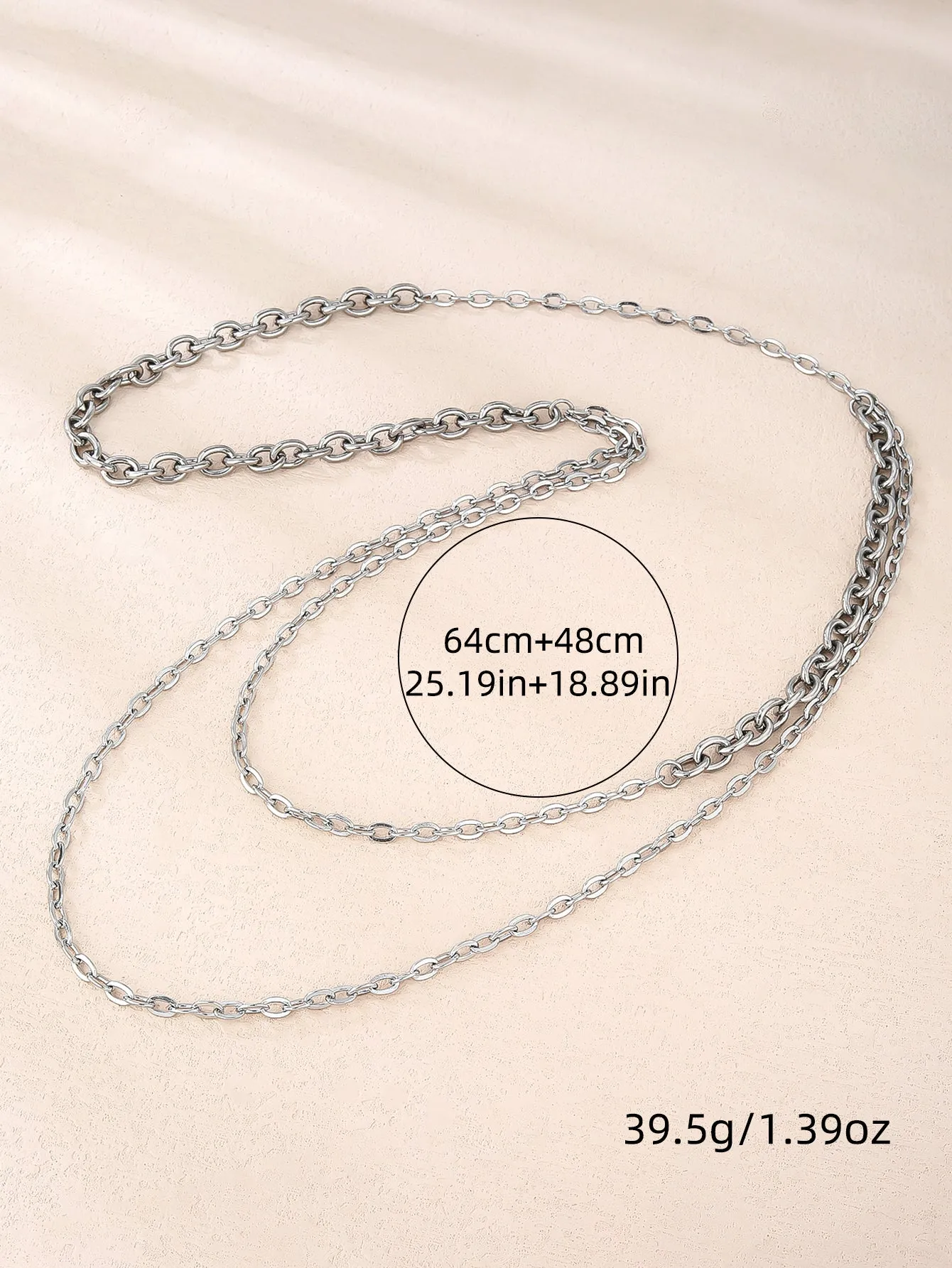 316L Stainless Steel Simple Fashion Double Layered Chunky Sweater Chain Necklace