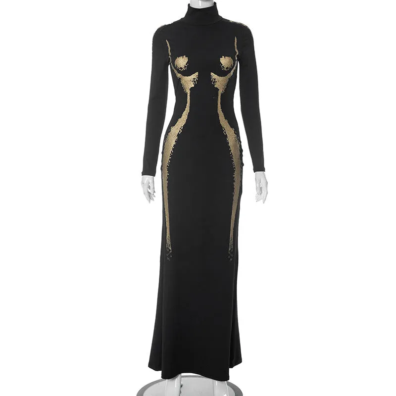3D body printing high-neck casual dress