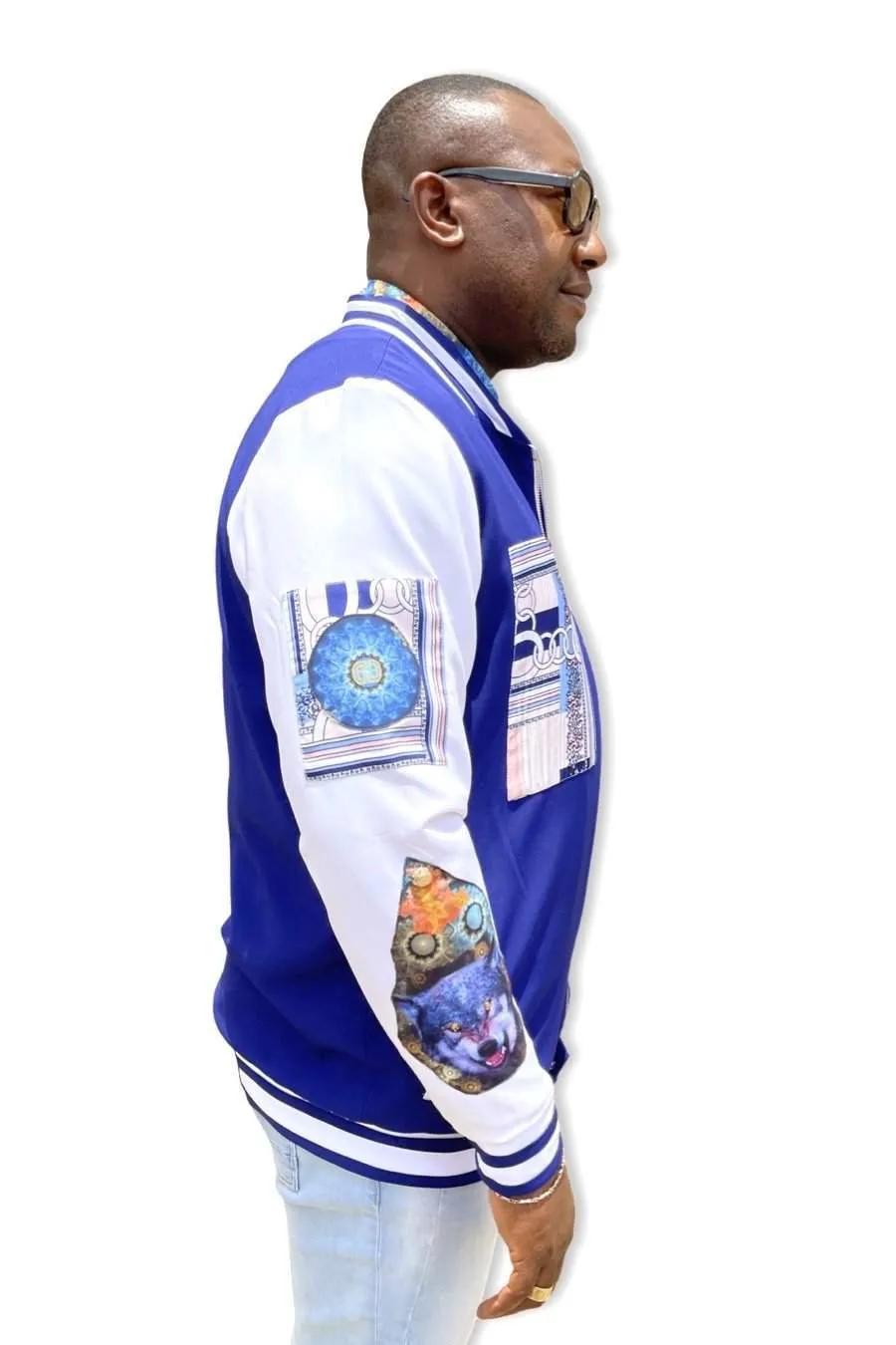 African Bomber Jacket For Men Blue