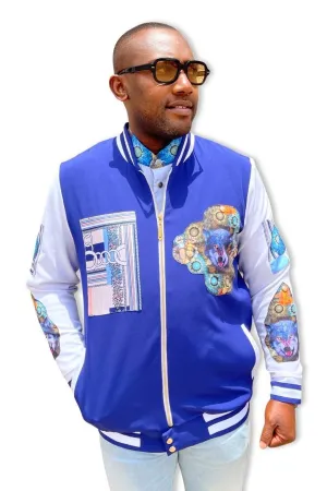 African Bomber Jacket For Men Blue