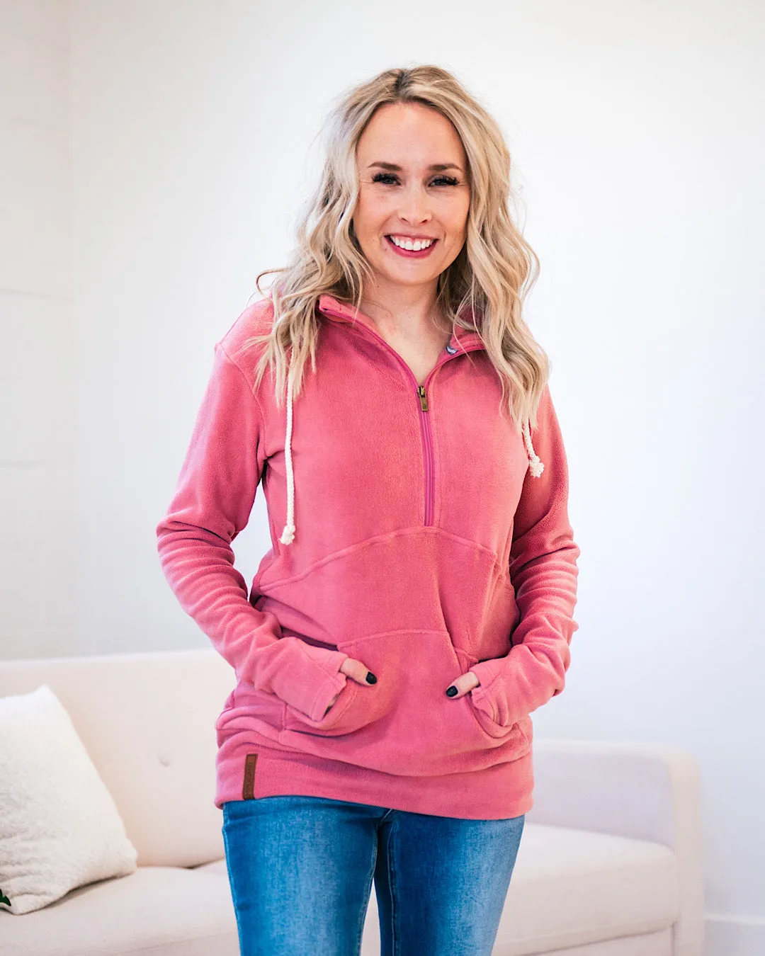 Ampersand Ave Cozy Cutie HalfZip Sweatshirt - Bubblegum FINAL SALE