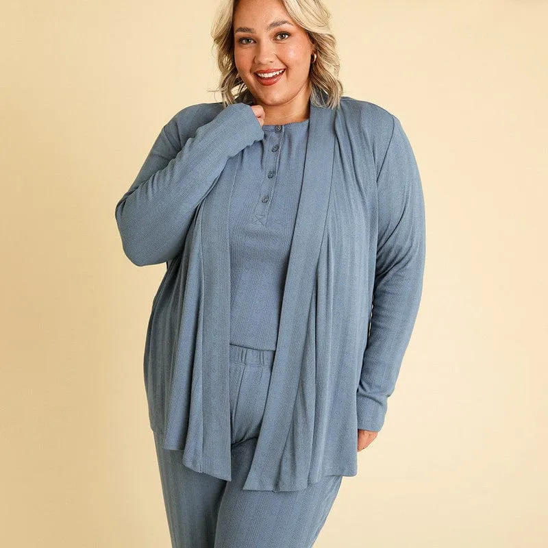 Bamboo Pointelle Fly Away Cardigan - Slate