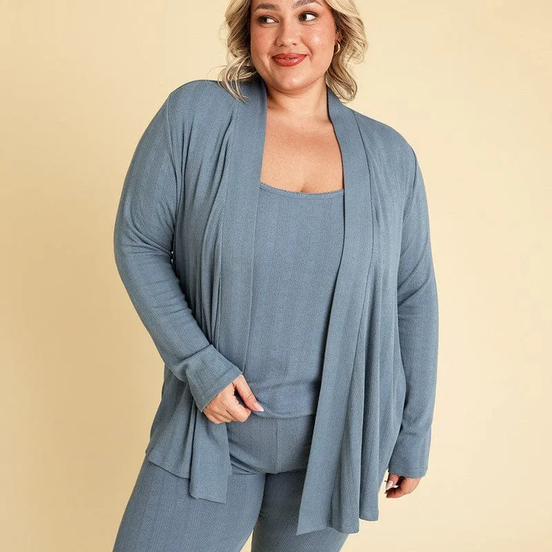 Bamboo Pointelle Fly Away Cardigan - Slate