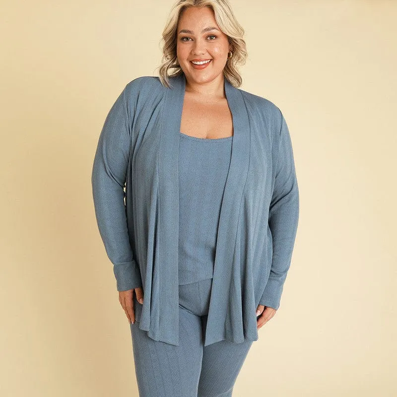 Bamboo Pointelle Fly Away Cardigan - Slate