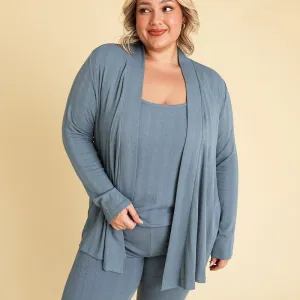 Bamboo Pointelle Fly Away Cardigan - Slate