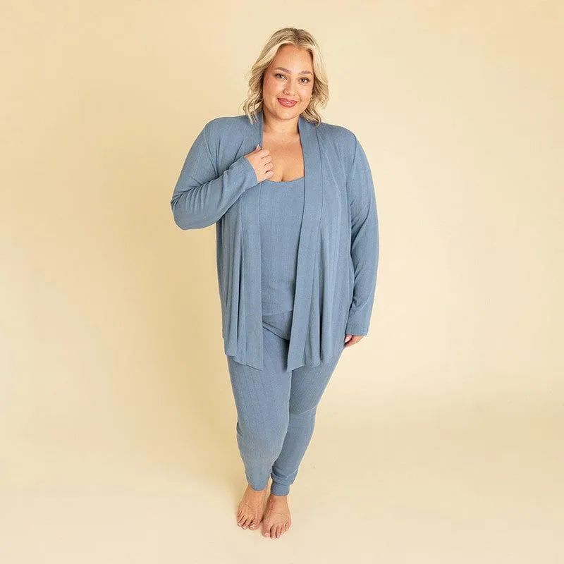 Bamboo Pointelle Fly Away Cardigan - Slate