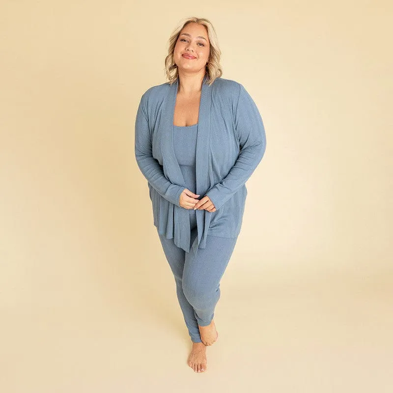 Bamboo Pointelle Fly Away Cardigan - Slate