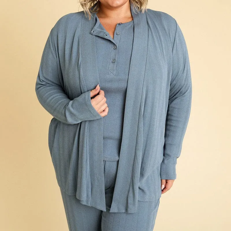 Bamboo Pointelle Fly Away Cardigan - Slate
