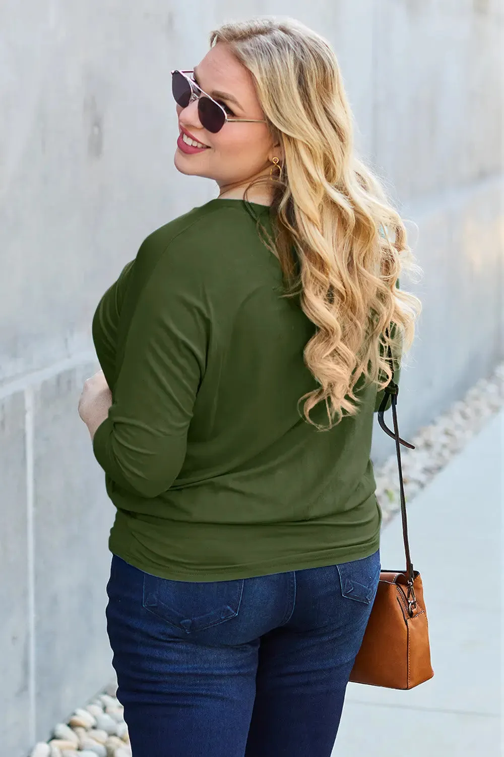 Basic Bae Full Size Round Neck Batwing Sleeve Top  Chic & Comfortable
