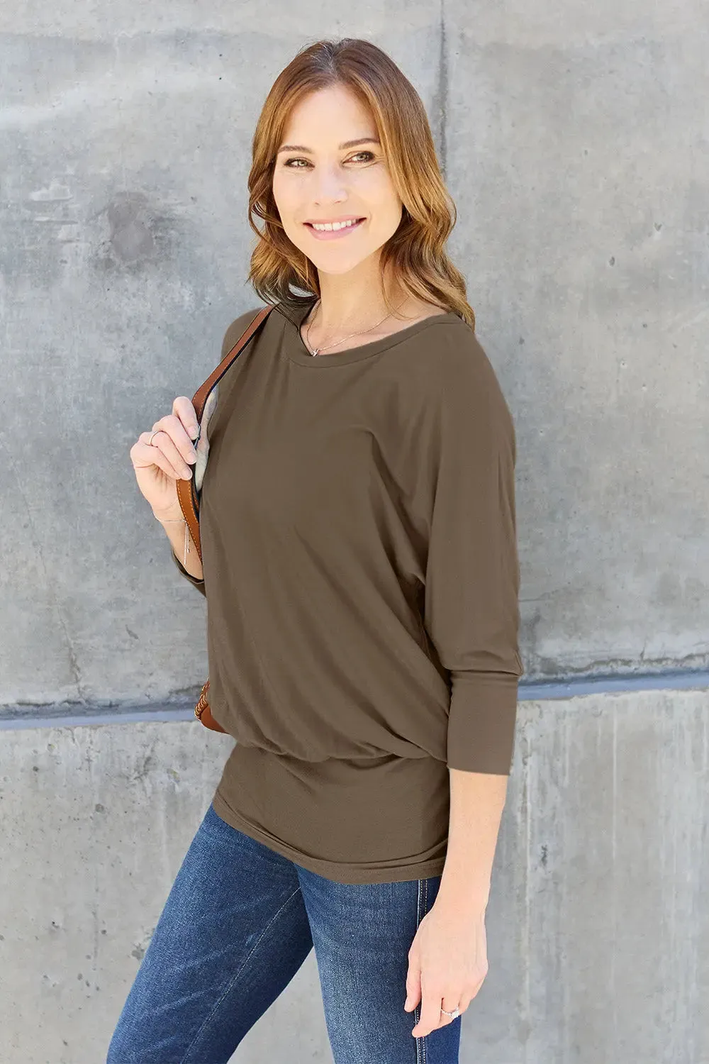 Basic Bae Full Size Round Neck Batwing Sleeve Top  Chic & Comfortable