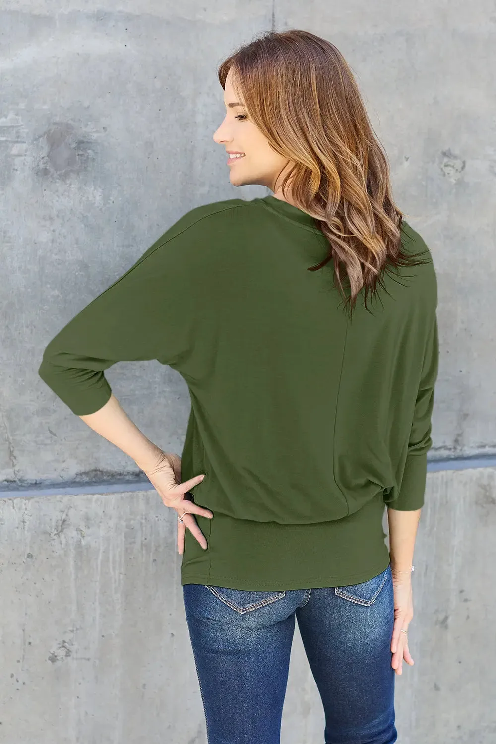 Basic Bae Full Size Round Neck Batwing Sleeve Top  Chic & Comfortable