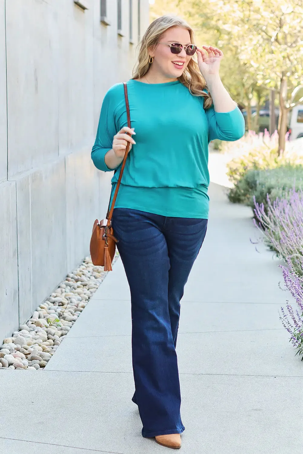 Basic Bae Full Size Round Neck Batwing Sleeve Top  Chic & Comfortable
