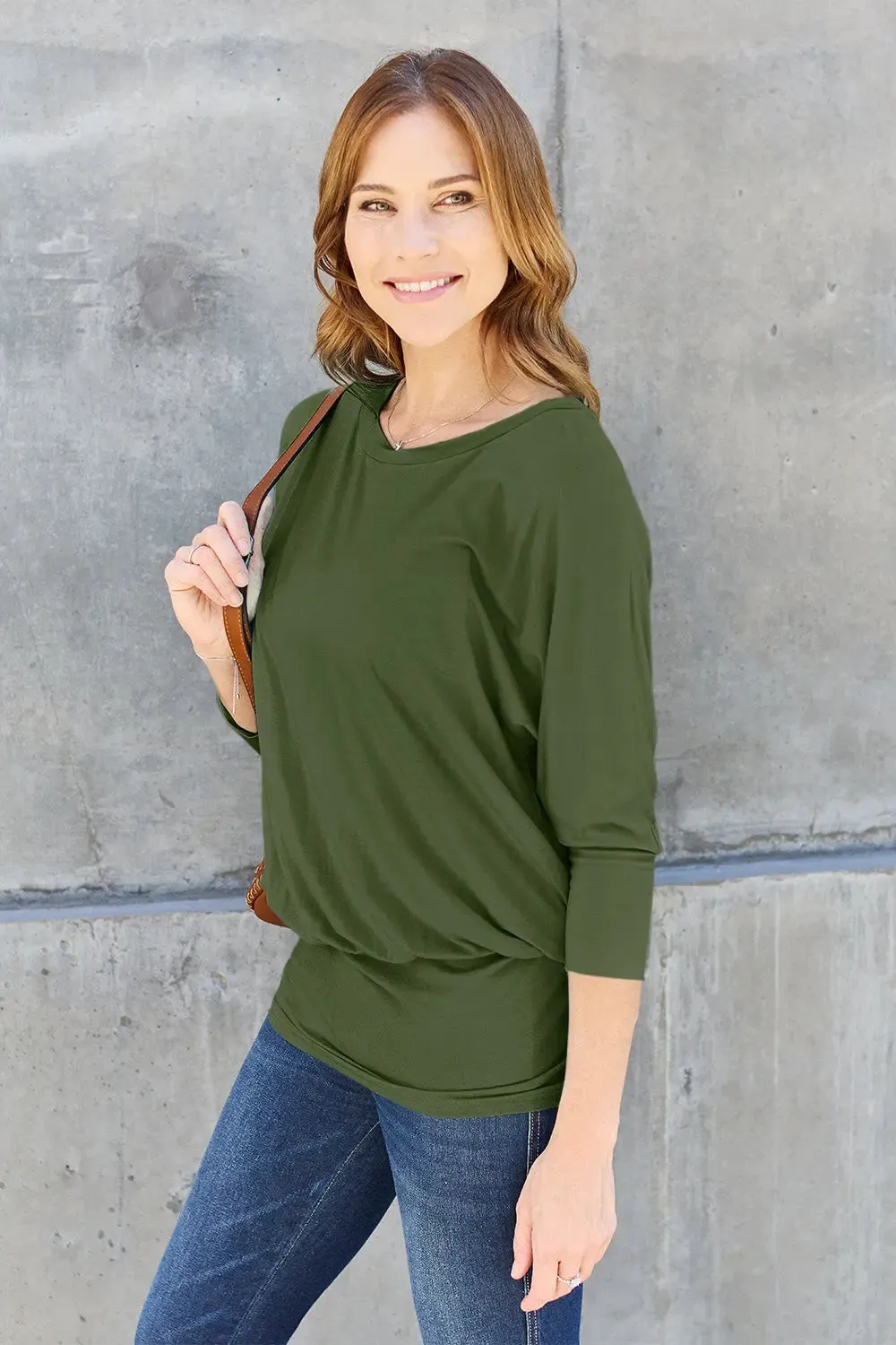 Basic Bae Full Size Round Neck Batwing Sleeve Top  Chic & Comfortable