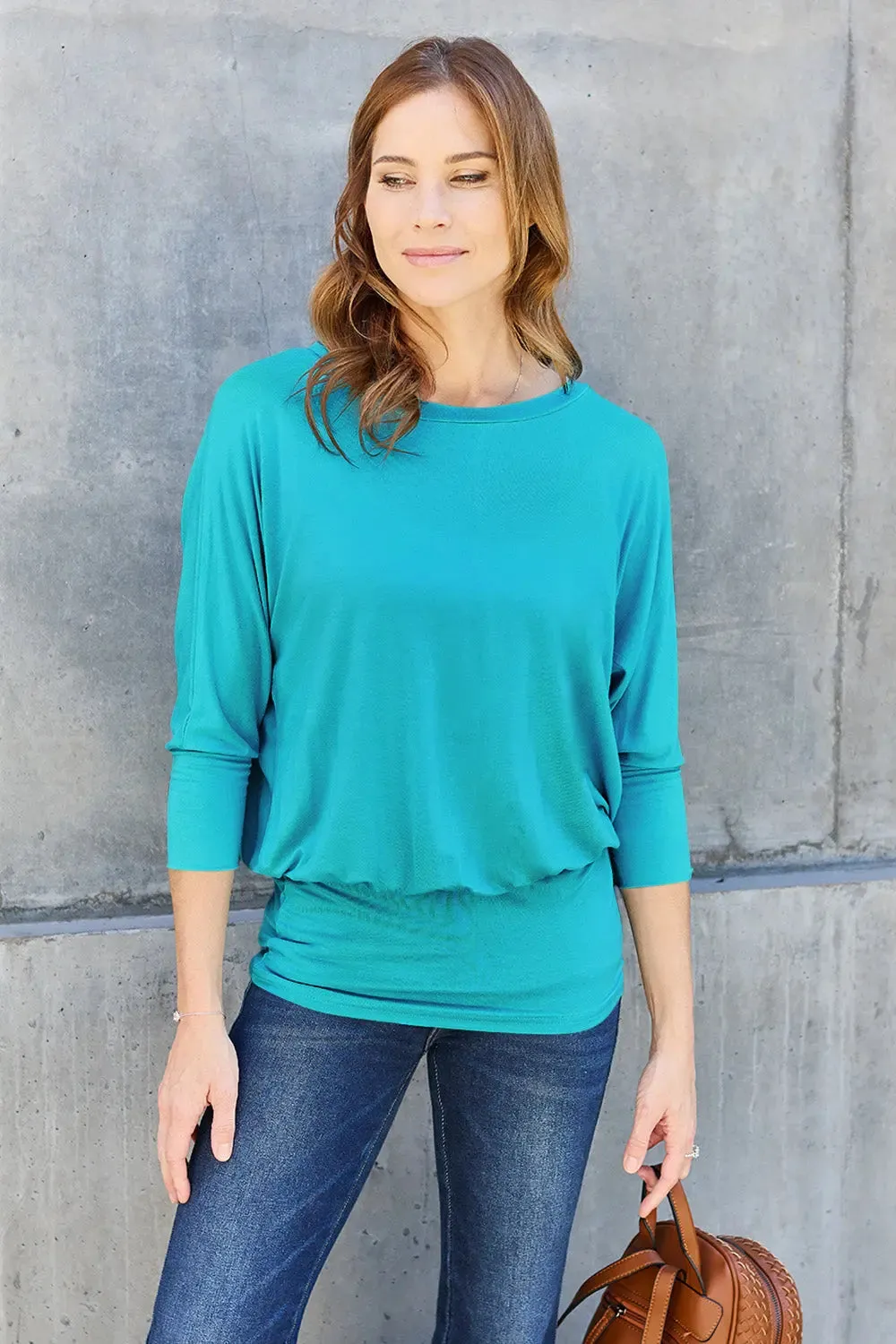 Basic Bae Full Size Round Neck Batwing Sleeve Top  Chic & Comfortable
