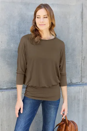 Basic Bae Full Size Round Neck Batwing Sleeve Top  Chic & Comfortable