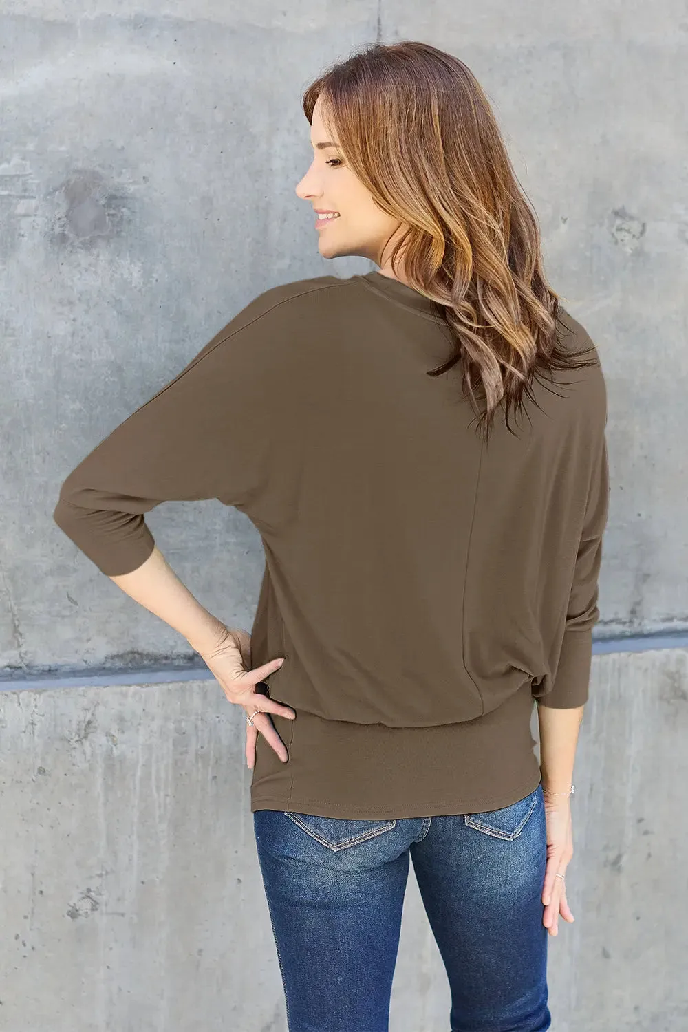 Basic Bae Full Size Round Neck Batwing Sleeve Top  Chic & Comfortable