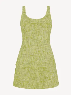 Beata in apple green cotton tweed