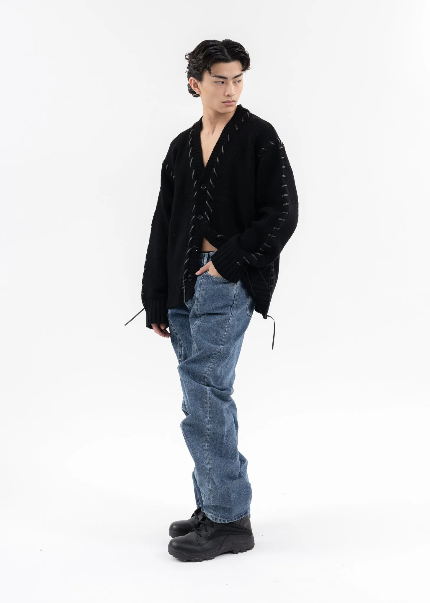 Black LOOPING KNIT CARDIGAN