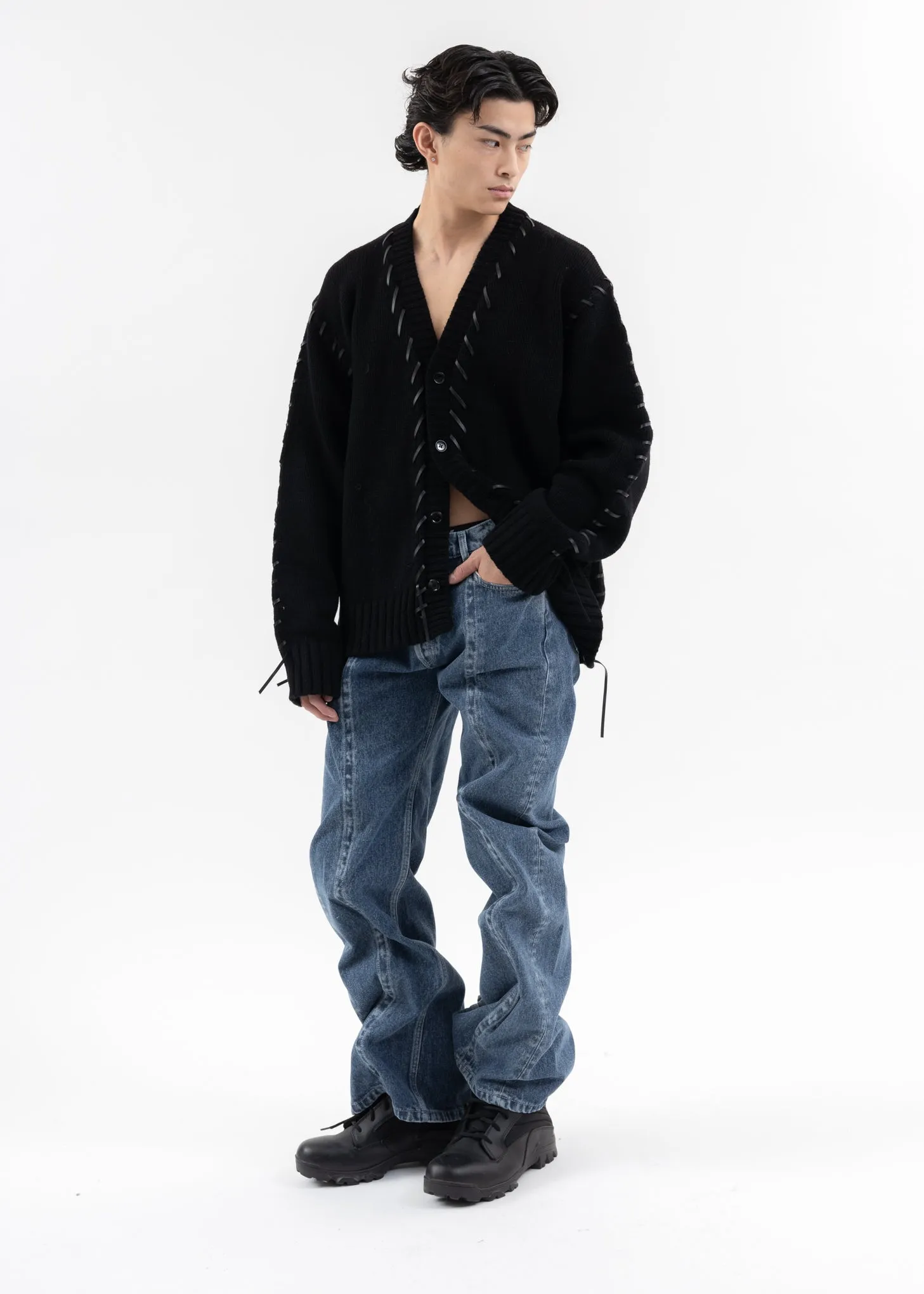 Black LOOPING KNIT CARDIGAN