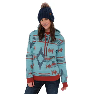 Cinch Ladies Light Blue Aztec Print Pullover Hoodie CWK7464001