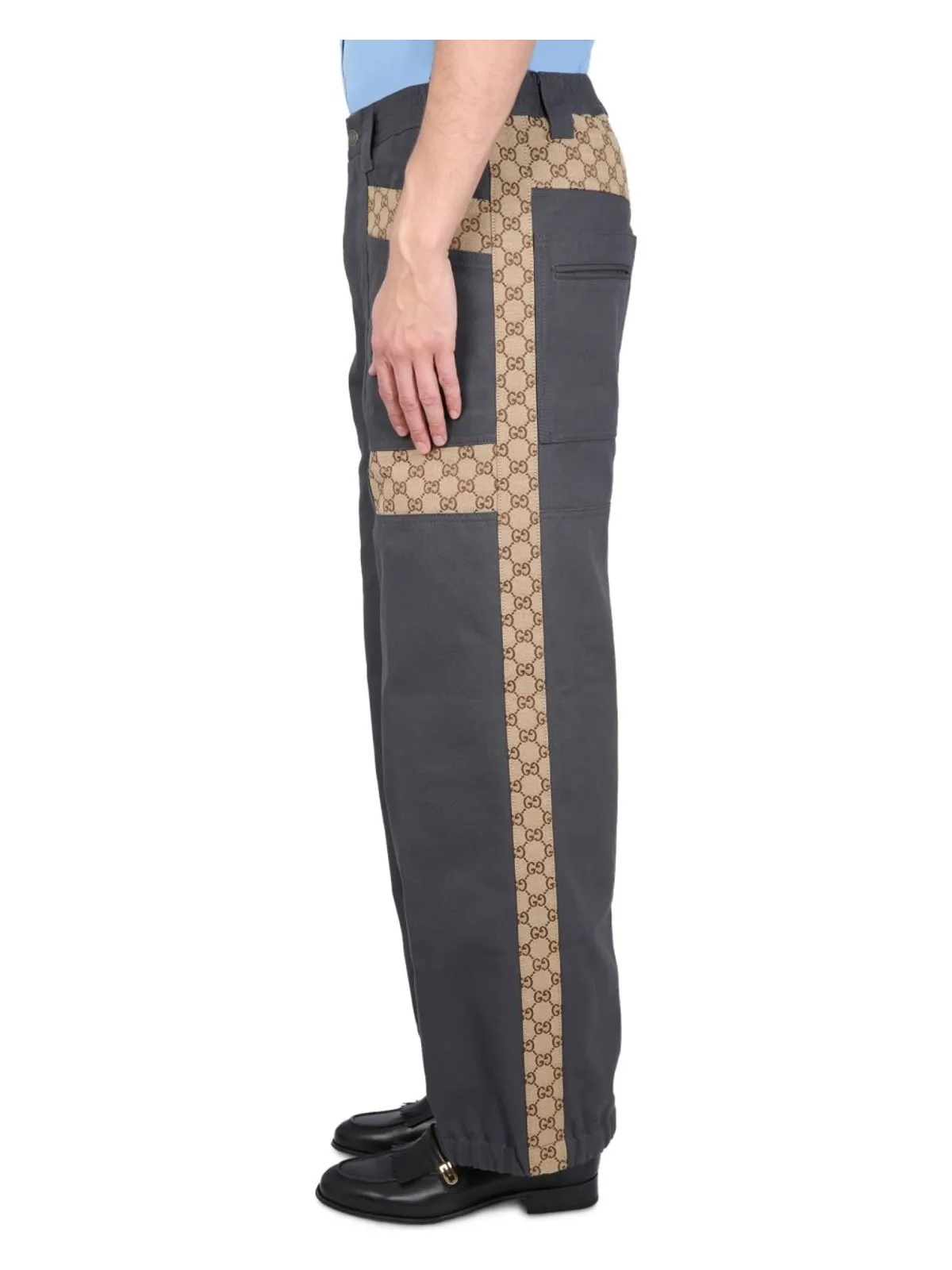 COTTON FABRIC PANTS WITH GG INSERTS