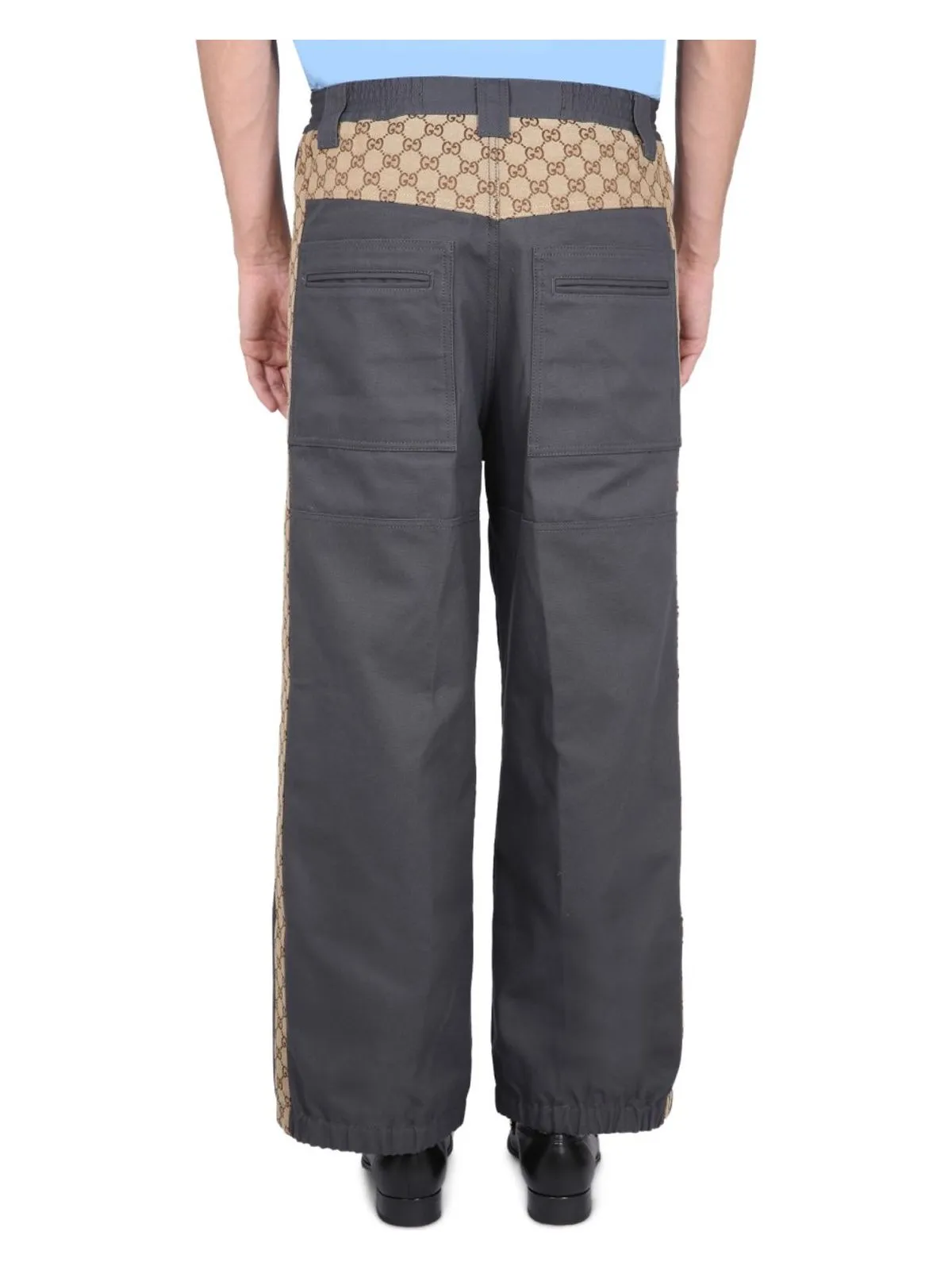 COTTON FABRIC PANTS WITH GG INSERTS
