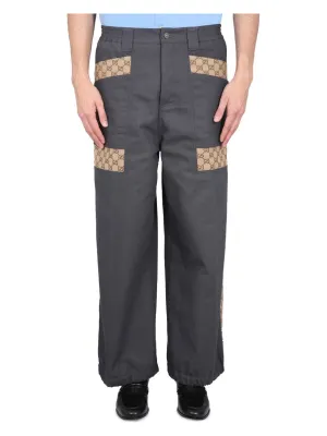 COTTON FABRIC PANTS WITH GG INSERTS