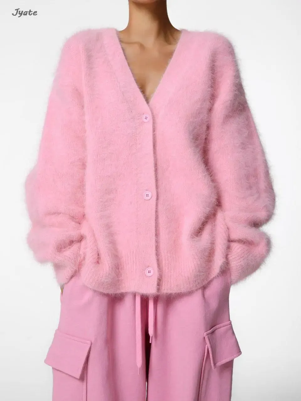Dames Gebreide Cardigan – Zachte Mohair Trui met V-hals | Casual & Comfortabel