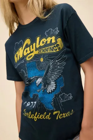 DAYDREAMER Waylon Jennings Littlefield Texas Weekend Tee - Vintage Black