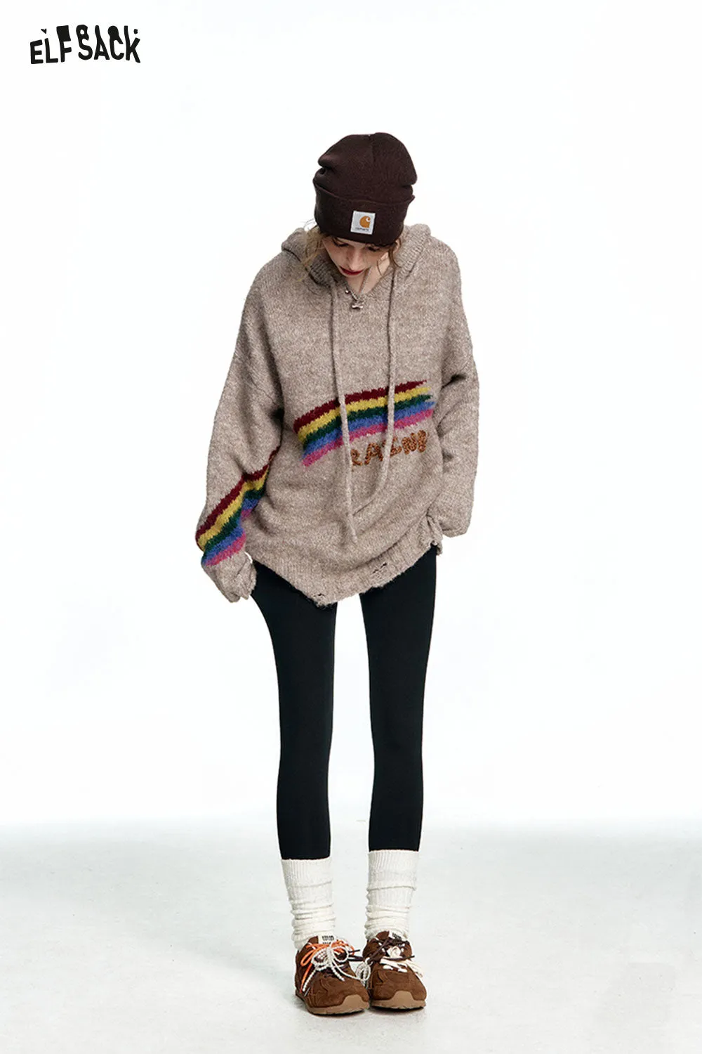ELFSACK 2024 Winter New Arrivals Black Versatile Warm Skinny Pants Women