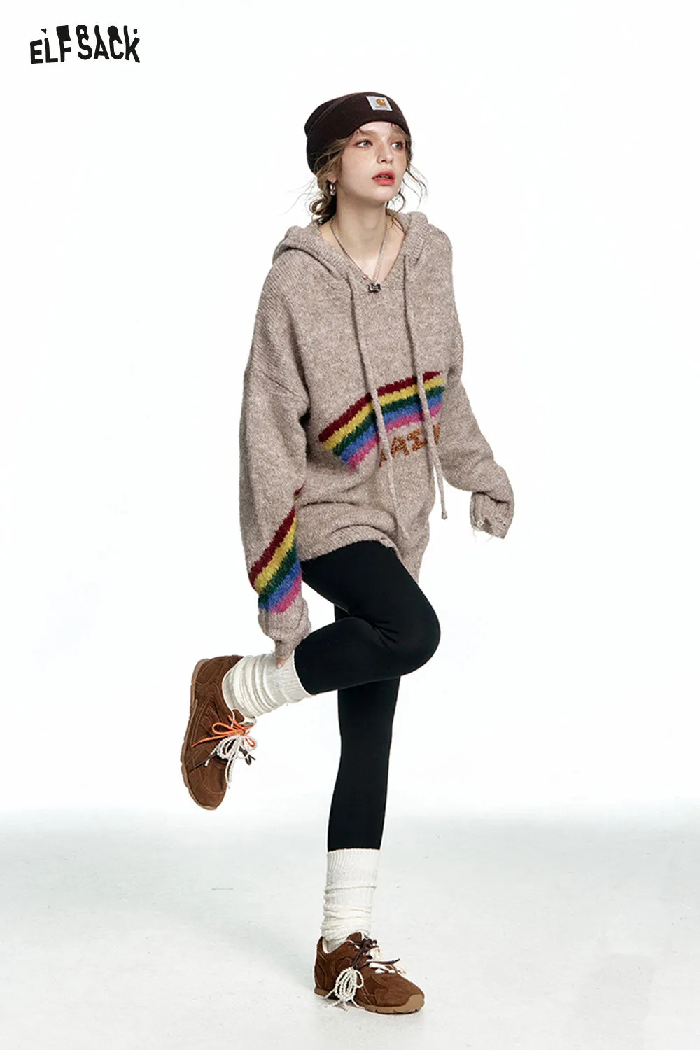 ELFSACK 2024 Winter New Arrivals Black Versatile Warm Skinny Pants Women