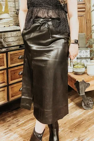 Faux Leather Midi Skirt