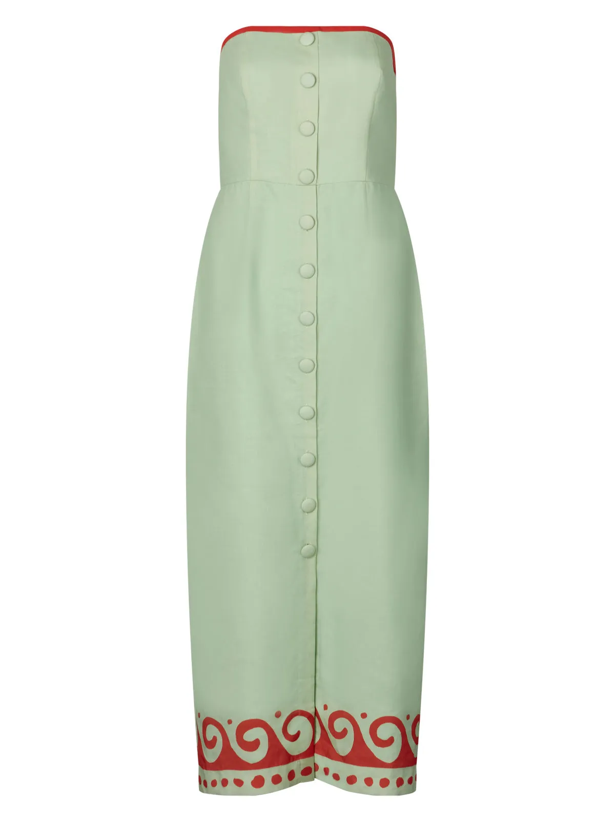 Gilda Pistachio Wave Print Midi Dress
