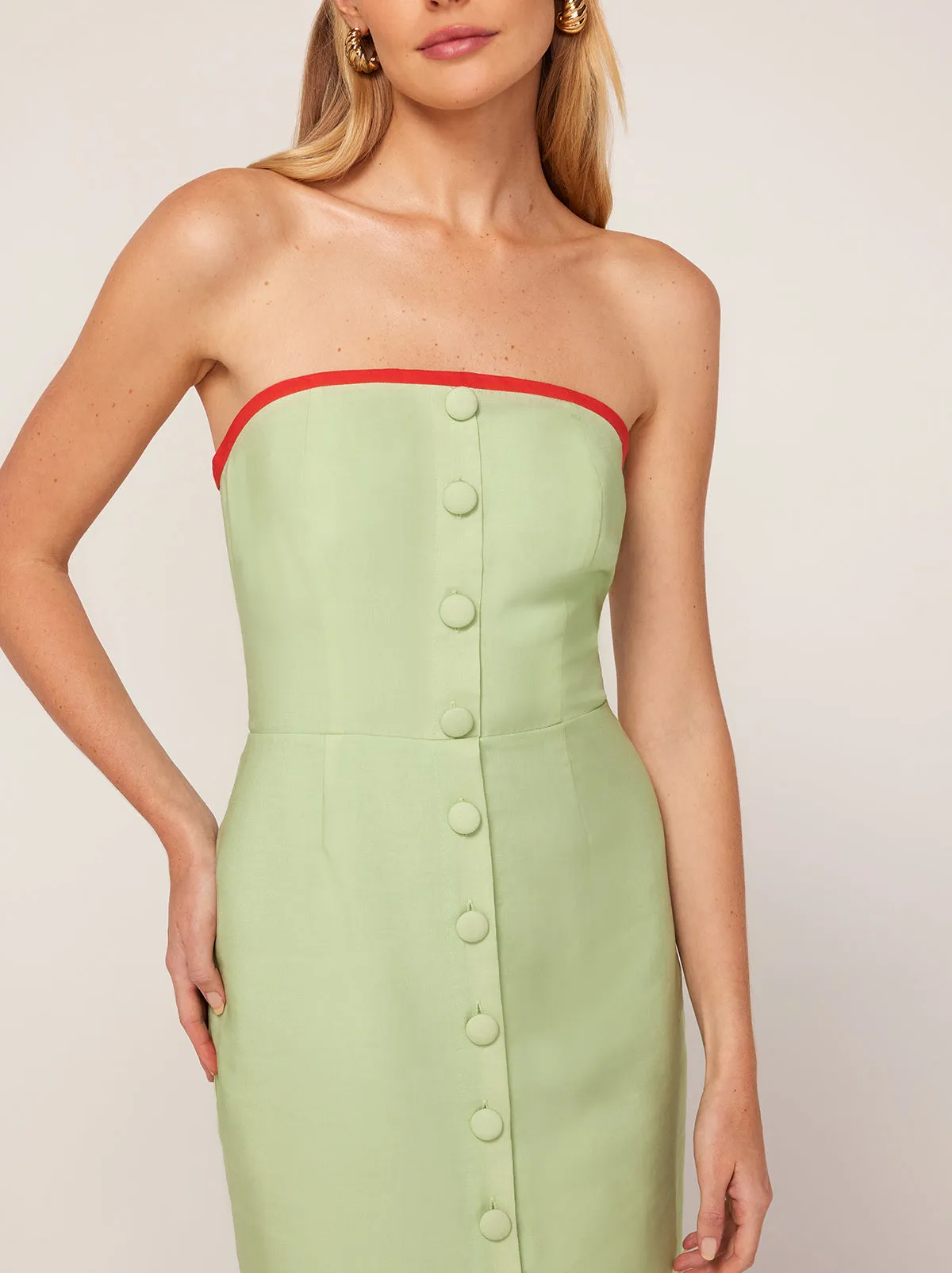 Gilda Pistachio Wave Print Midi Dress