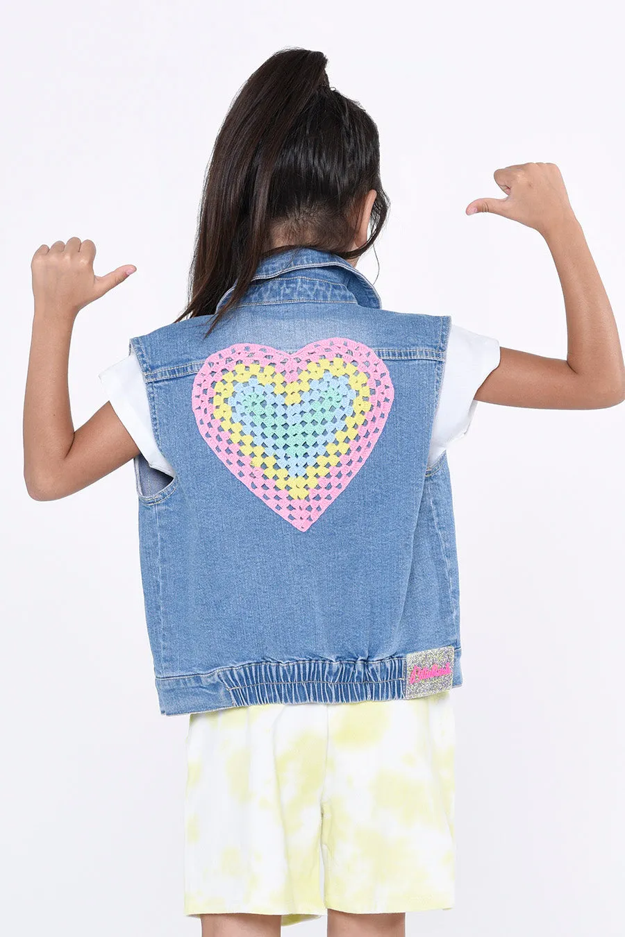 Girls Vest Billieblush Denim Heart