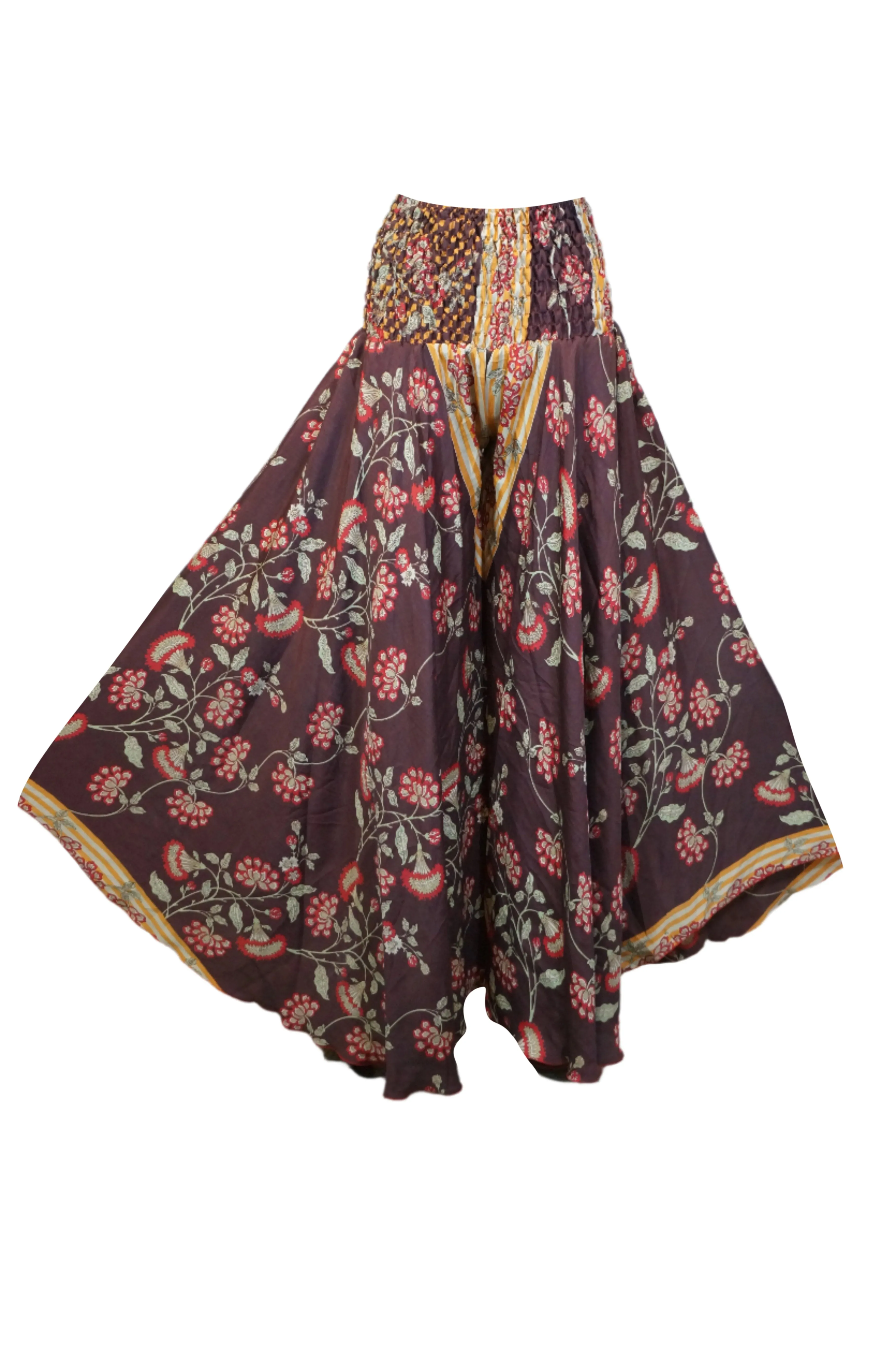 Handmade Dark Purple Boho Palazzo Pants – Breezy, Elegant & Adorned with Leafy SM
