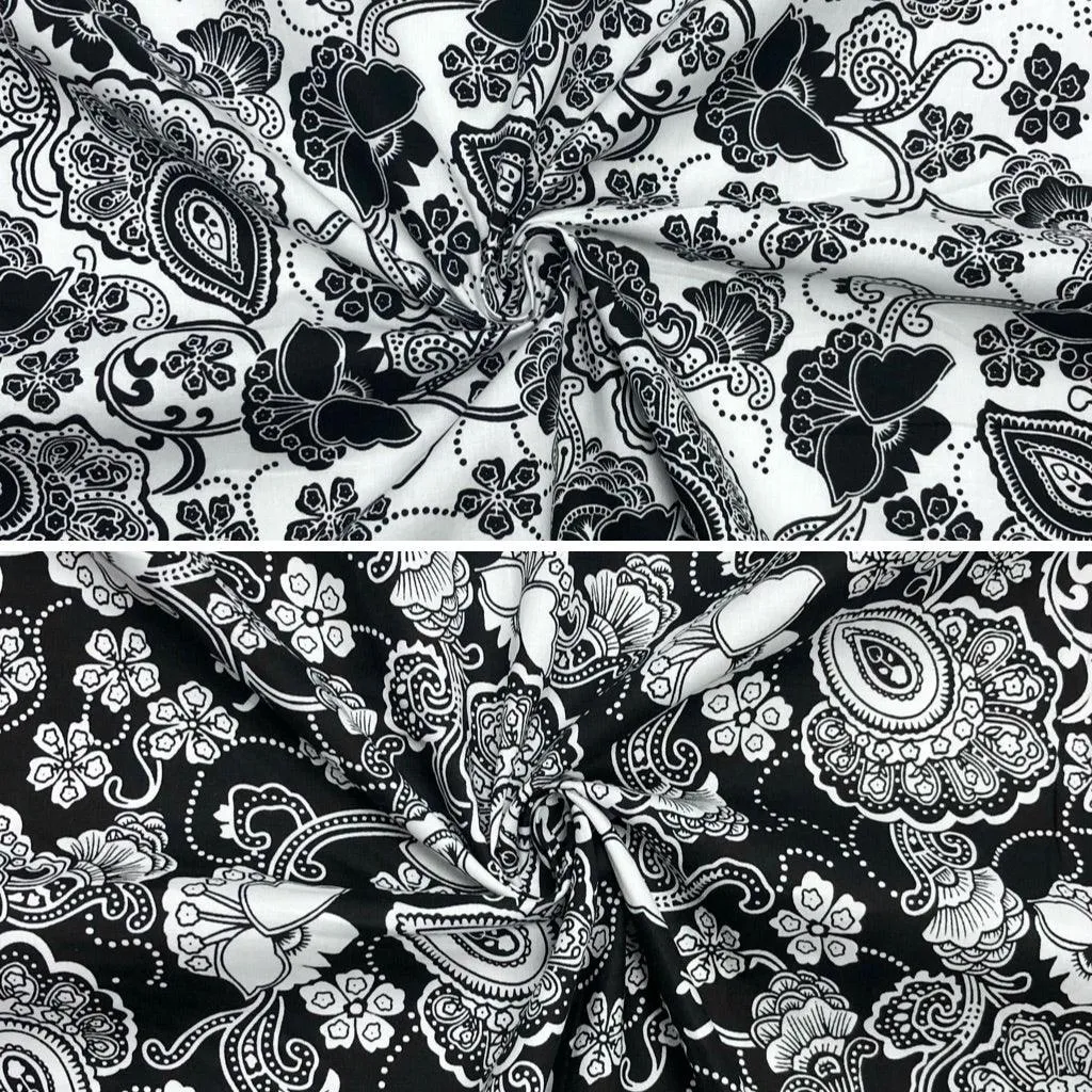 Henna Flowers Cotton Poplin Fabric