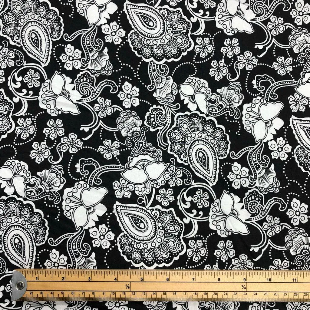 Henna Flowers Cotton Poplin Fabric