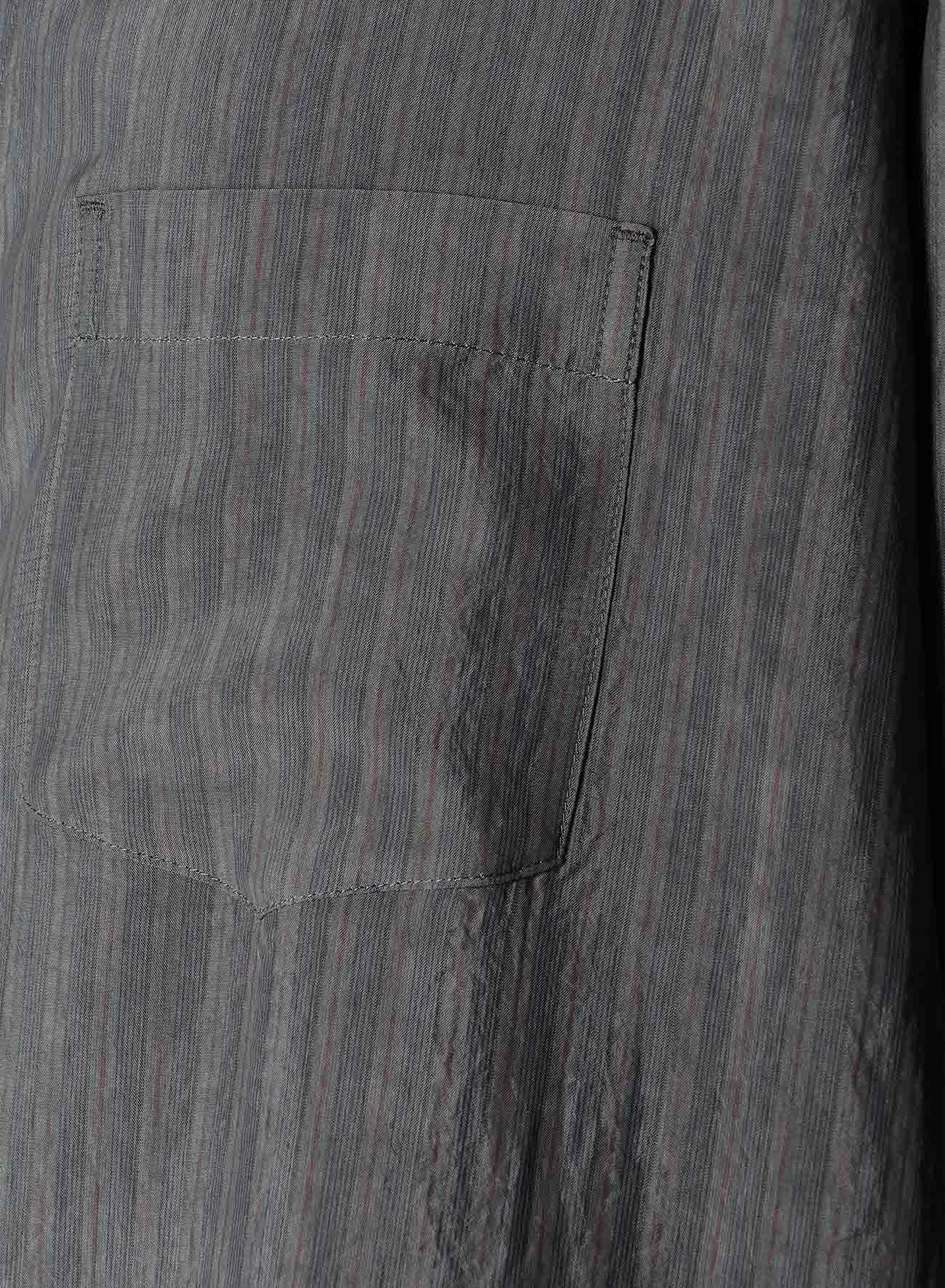 INK DYED STRIPE CUPRO RAYON COLLAR ZIPPER SHIRT
