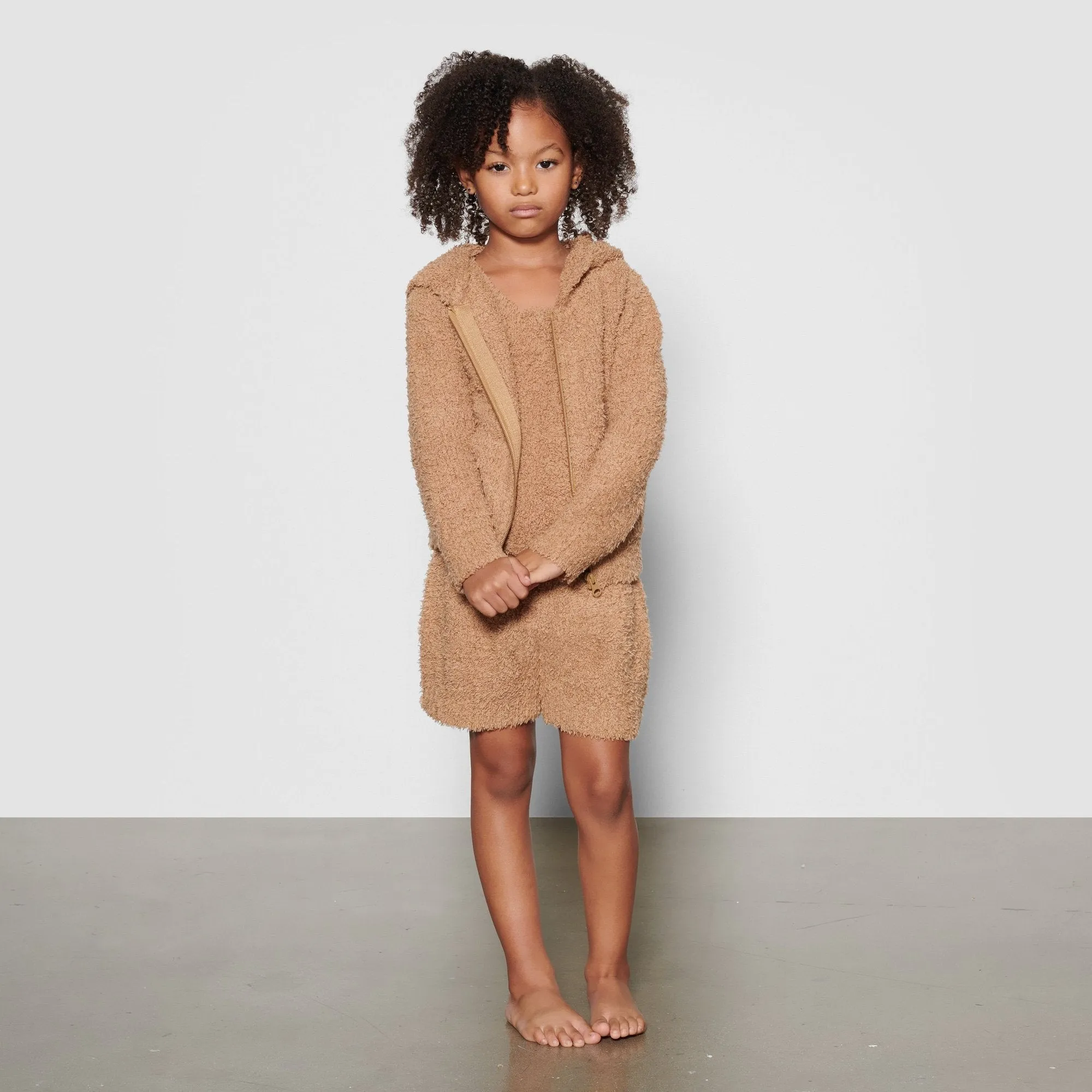 KIDS COZY KNIT HOODIE | CAMEL
