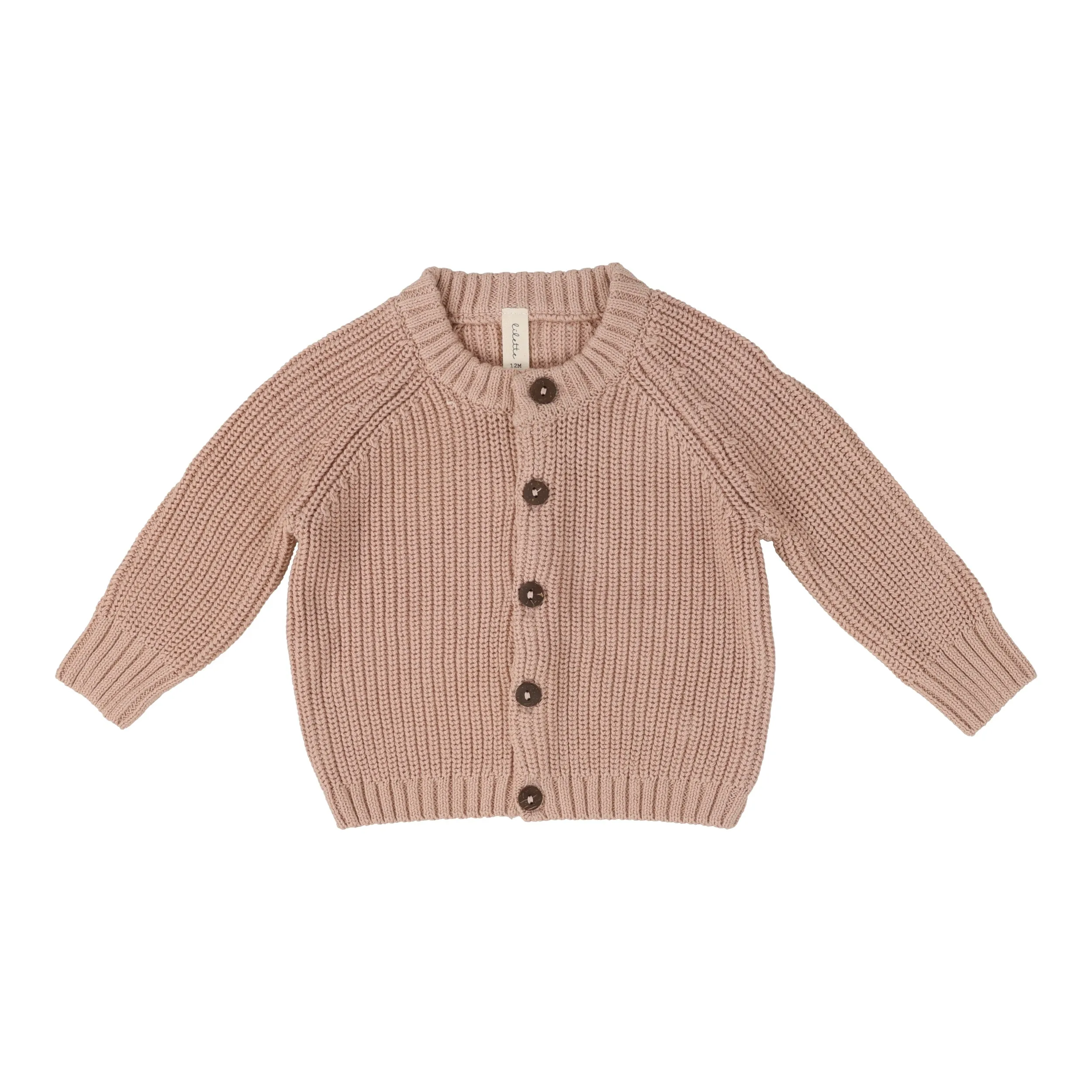 LILETTE  BY LIL LEGS  BY LIL LEGS PEACH CHUNKY KNIT CARDIGAN