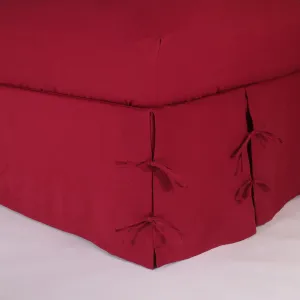 Linen Knotted Bed Skirt - burgundy