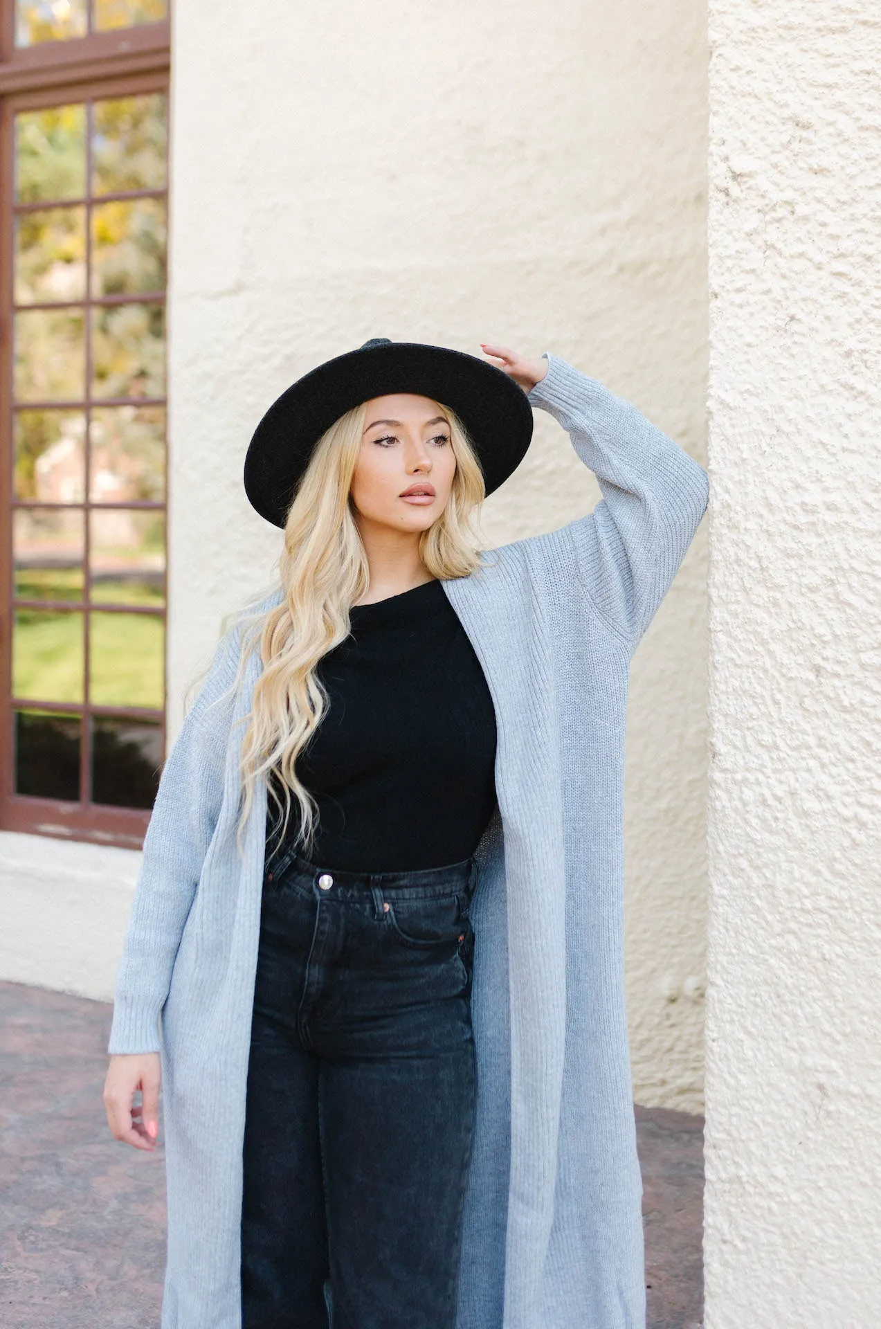 London Belle Grey Knit Maxi Cardigan