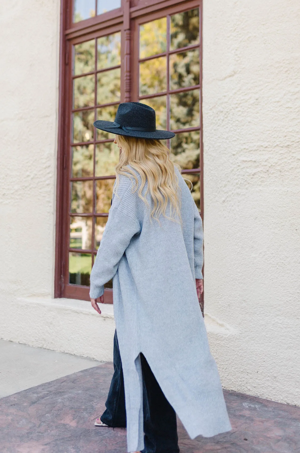 London Belle Grey Knit Maxi Cardigan