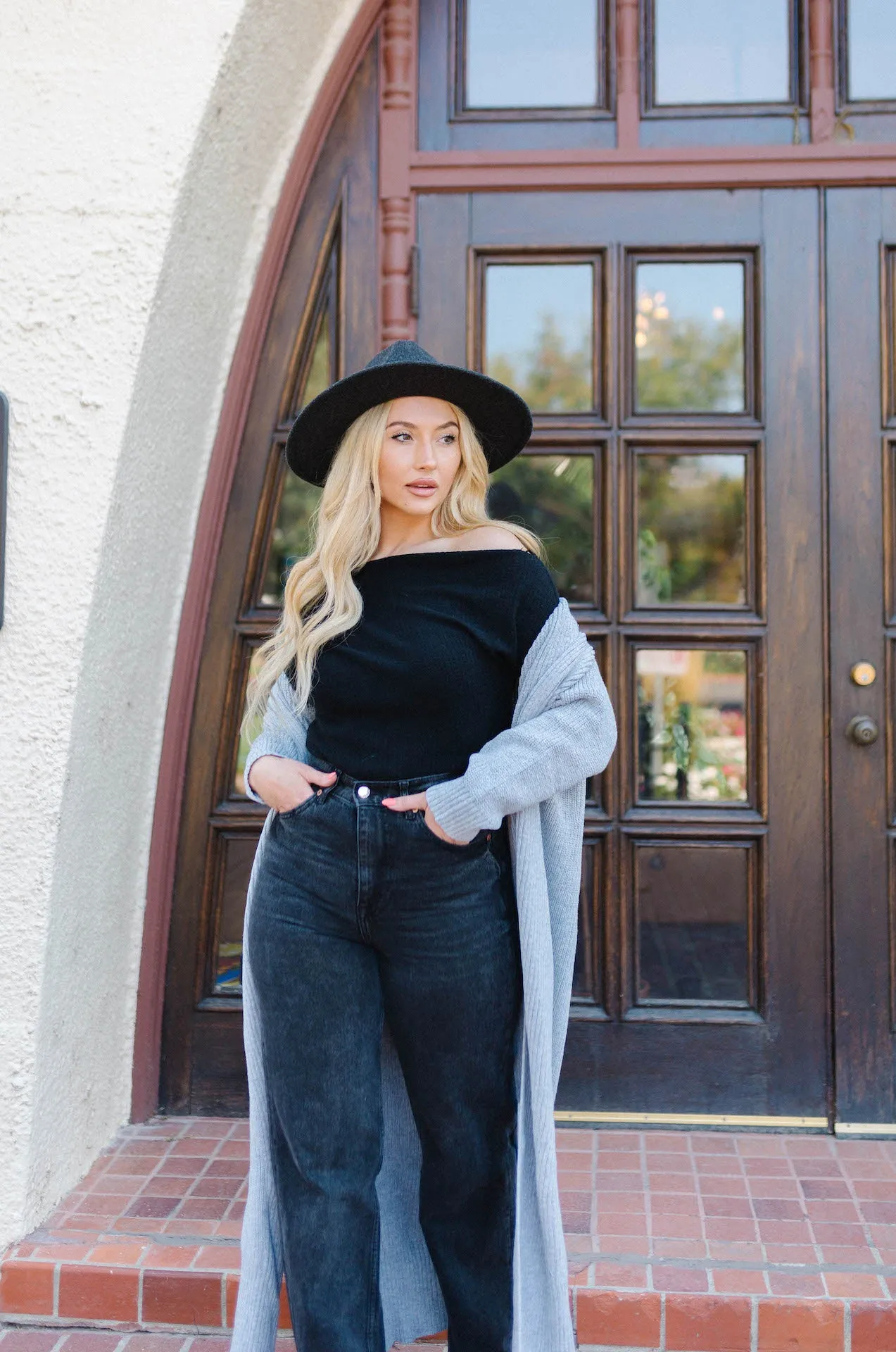 London Belle Grey Knit Maxi Cardigan