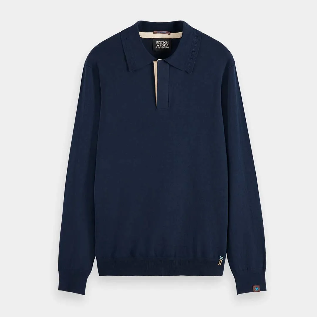 LONG SLEEVED KNIT POLO | NIGHT