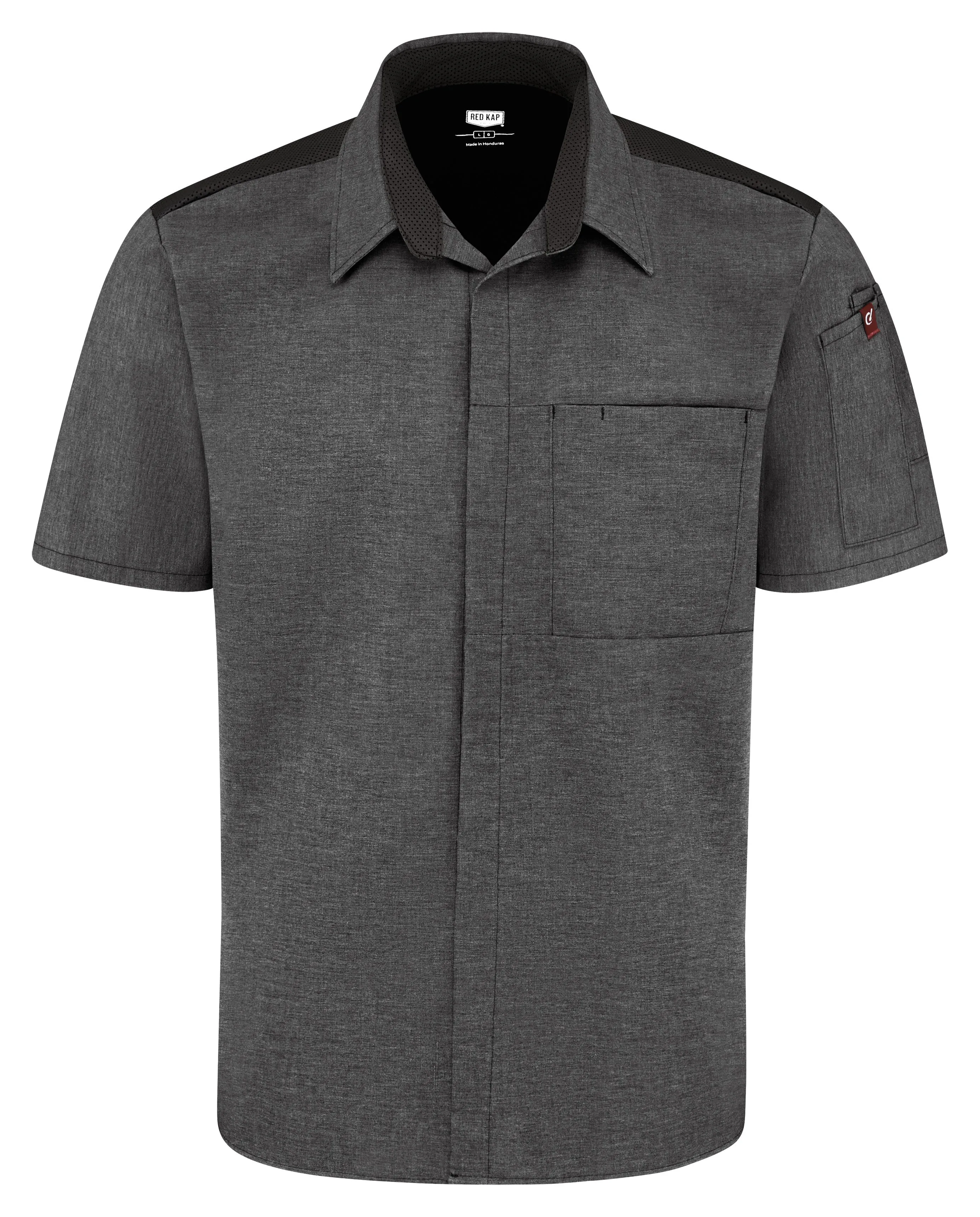 Men's Airflow Cook Shirt with OilBlok 502M - Charcoal Heather with Charcoal/Black Mesh