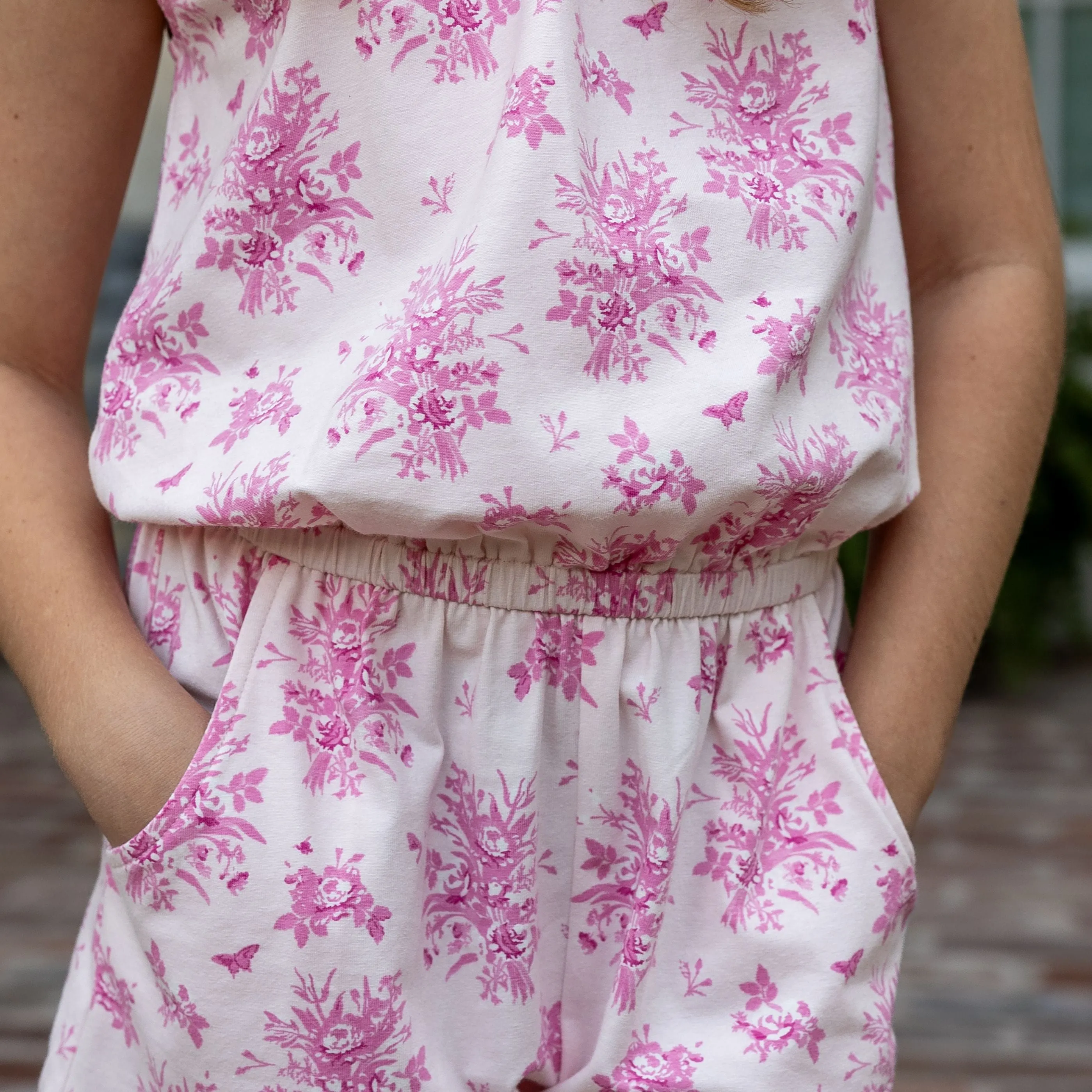 Mignonne Girls Romper - Pink Vintage Floral