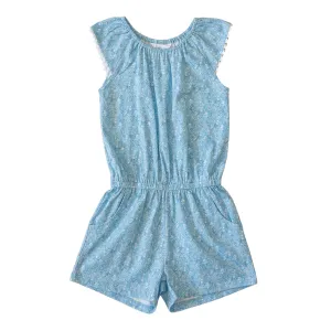 Mignonne Girls Romper - Sky Blue Posies