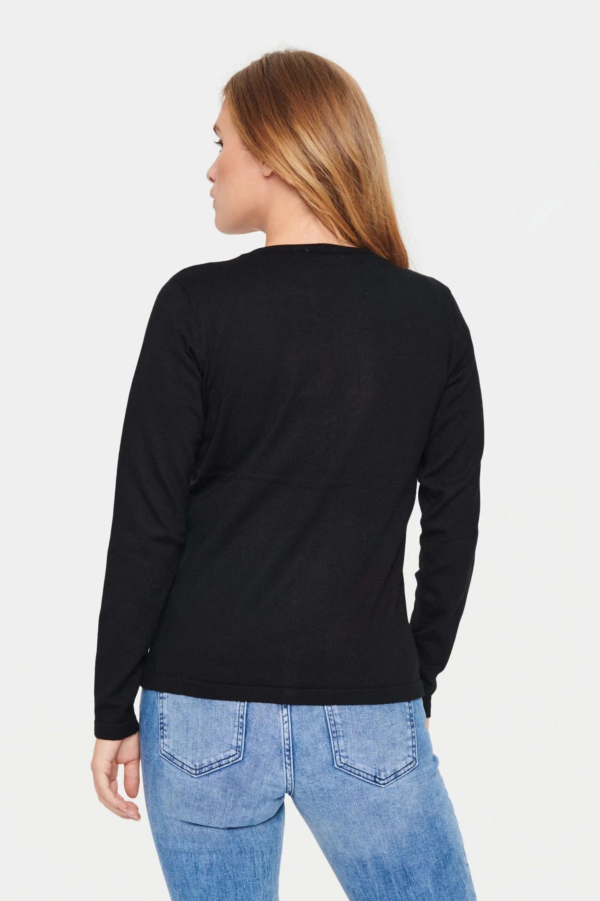 Mila Round Neck Button Through Cardigan - Black